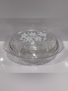 Pressed Glass Vintage Casserole With Lid- Large 12”